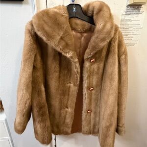 Elegant Tan Faux Fur Coat